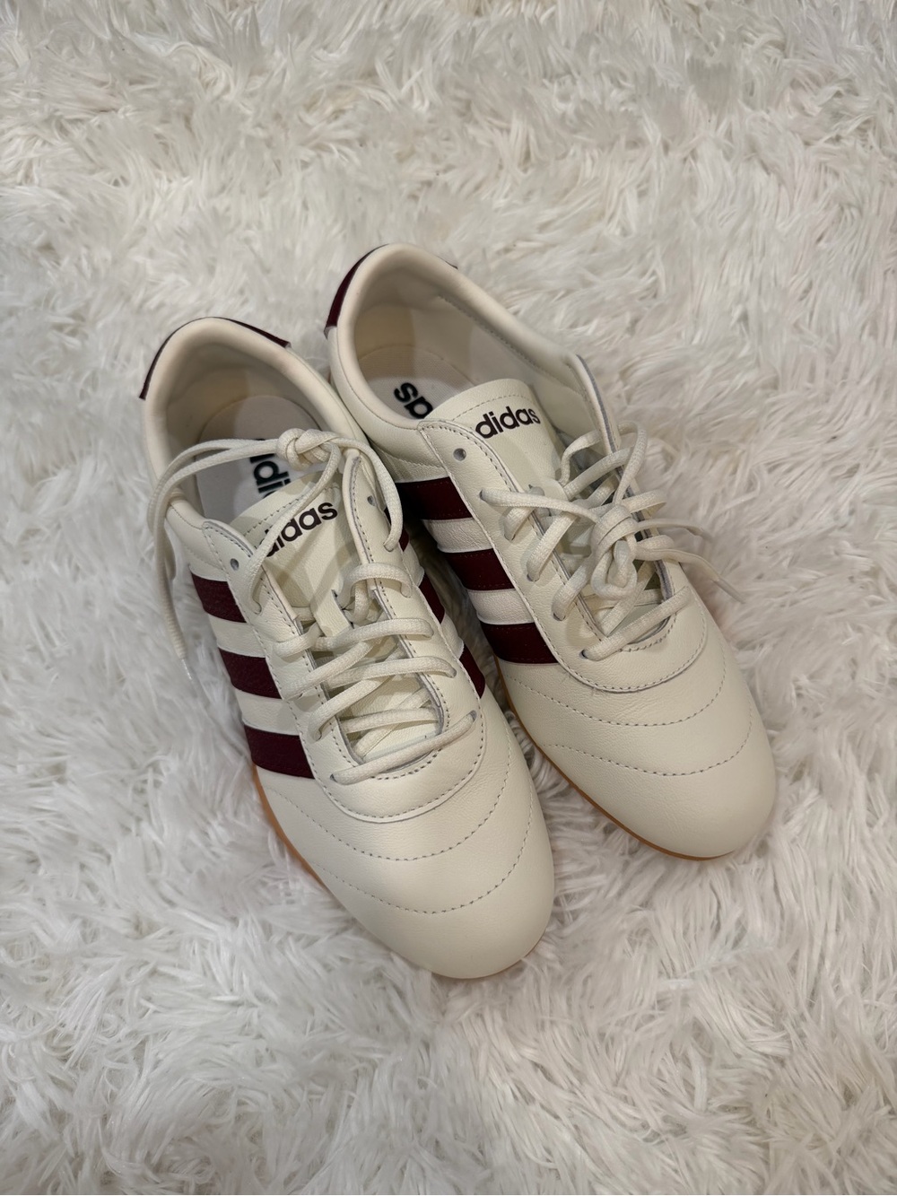Adidas Women Grand Court Lo Sneakers- Cream with Burgundy Three Stripes